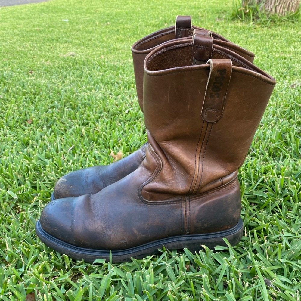 Red Wing Pecos 1115 Steel Toe Brown Leather Pull On Work Boots USA Vintage
